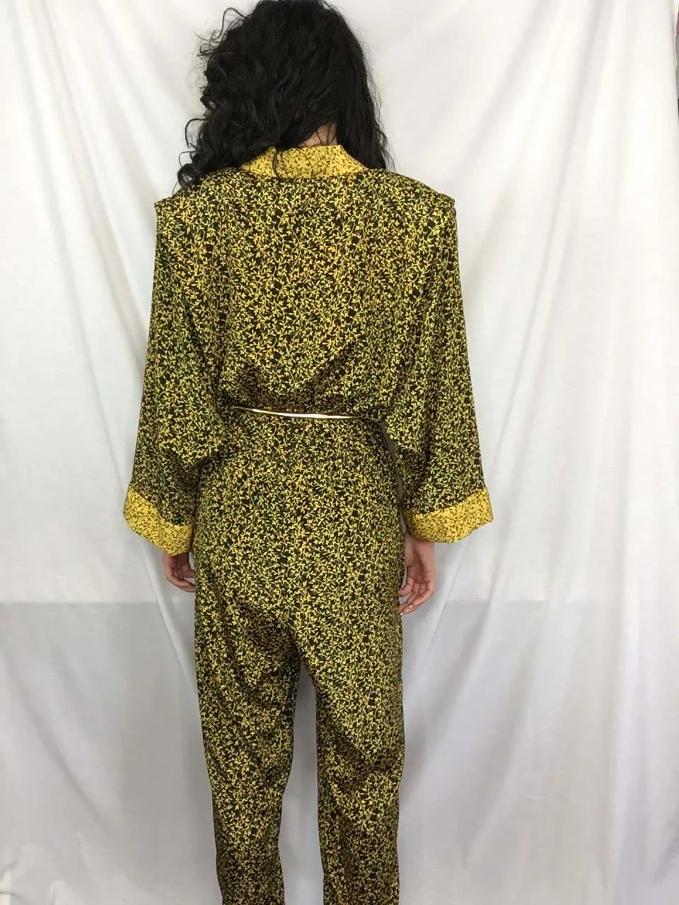 Vintage 80s 90s | Boho Dolman Jumpsuit Sleeve One Piece Playsuit Pantsuit | L/XL