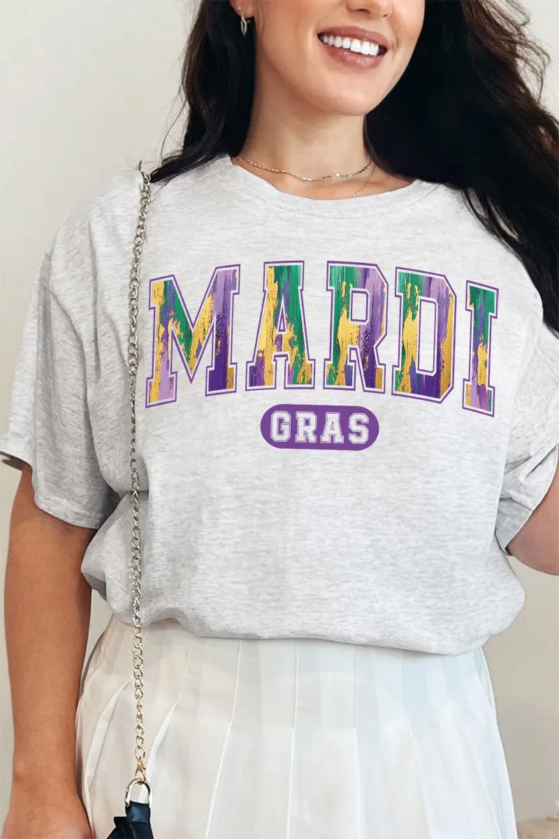 Watercolor Mardi Gras Short Sleeve Relaxed Fit T-Shirt