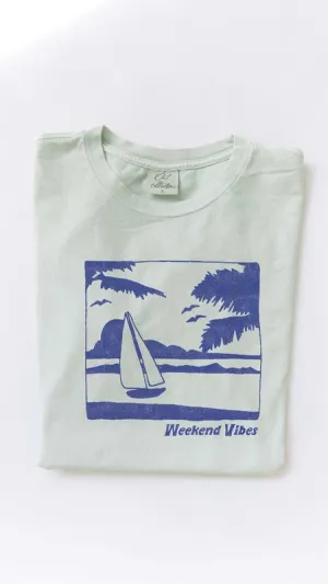 Weekend Vibes Sailboat Mineral Tee