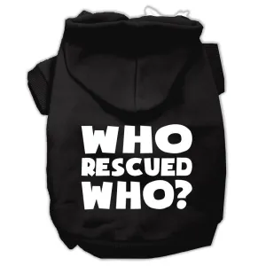 Who Rescued Who Screen Print Pet Hoodies Black Size XL (16)