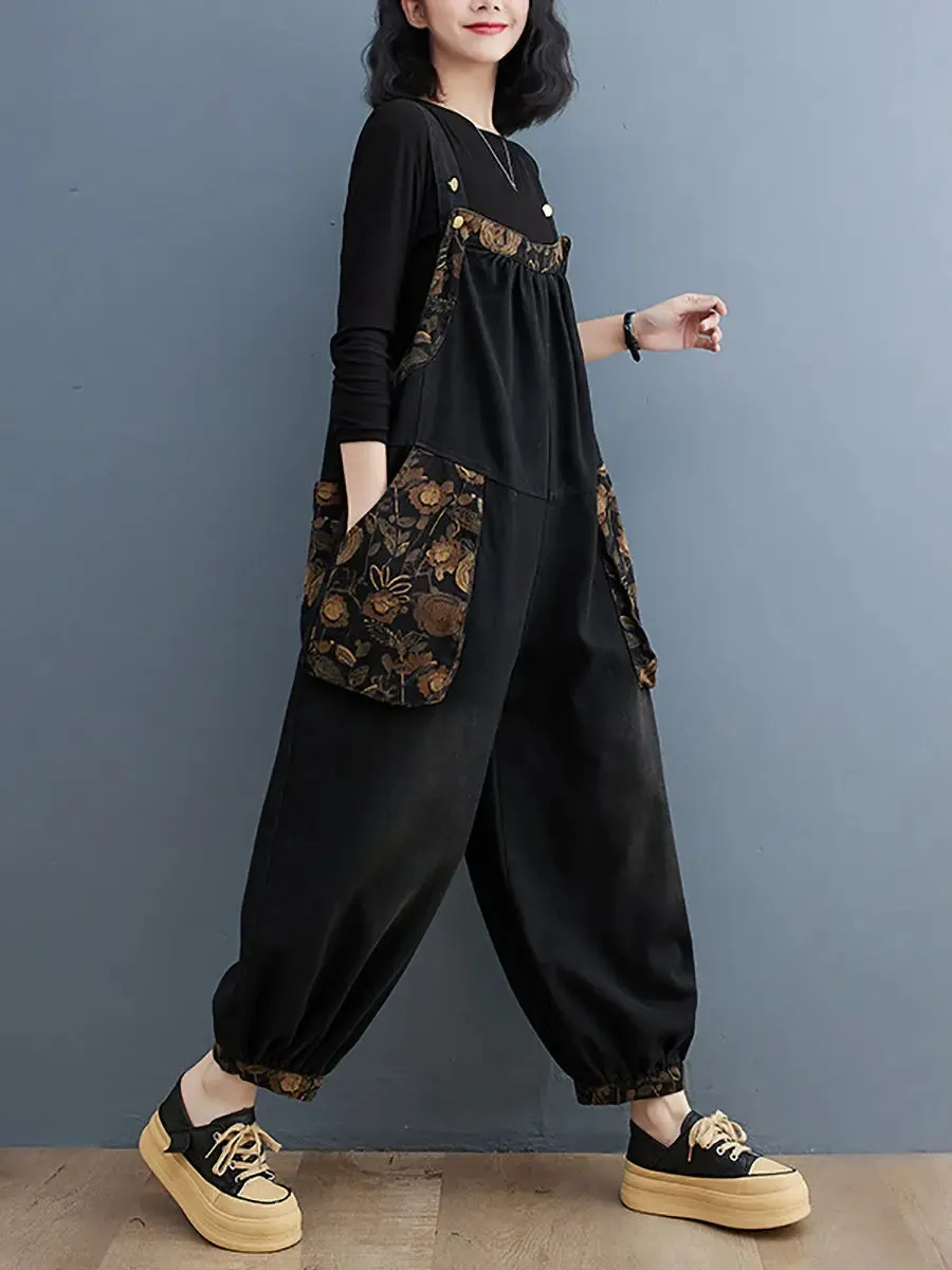 Women Spliced Winter Denim Jumpsuits