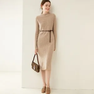 Women's Autumn and Winter New Fashion Long Pure Australian Wool Dress