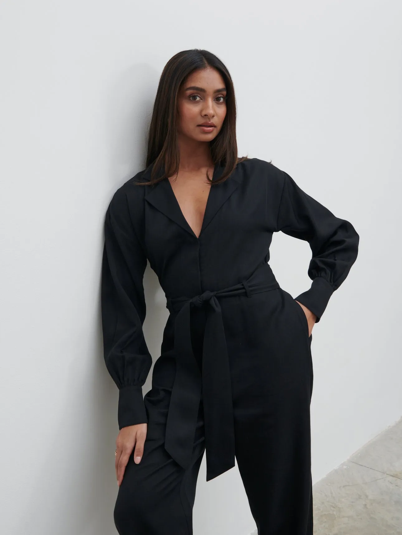 Zara Belted Jumpsuit - Black