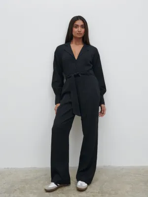 Zara Belted Jumpsuit - Black